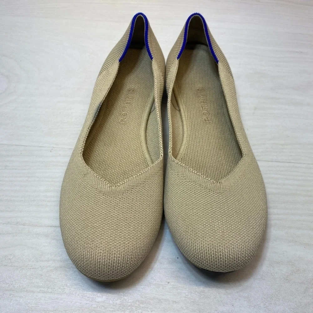 Rothy's Womens 9.5 The Point Flats Sustainable Knit Sand Tan Beige Shoes